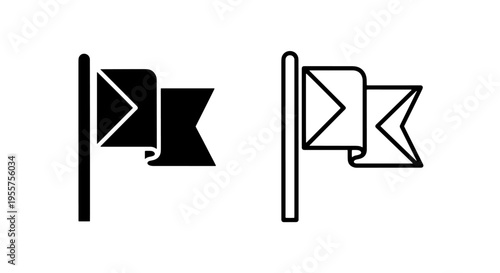 Pennant flag icon, racing banner symbol, geometric shape vector graphic