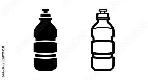 Sports water bottle icon, hydration drink symbol, fitness bottle graphic, vector