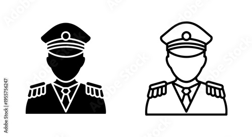 Military rank insignia icon: black silhouette and outline chevrons