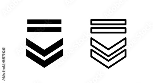 Military rank insignia icon: black silhouette and outline with star