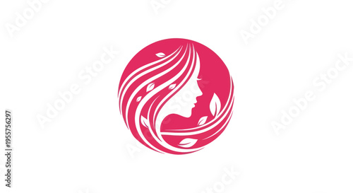 Woman profile icon in a pink circle
