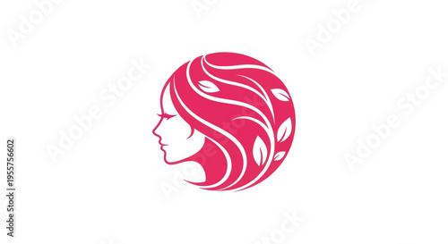 Woman profile logo with floral design