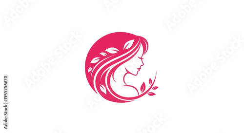 Woman profile logo with floral elements