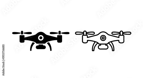 Modern technology drone icon set for aerial photography and videography applications