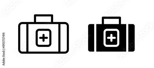 First aid kit icon in black color for website or app.