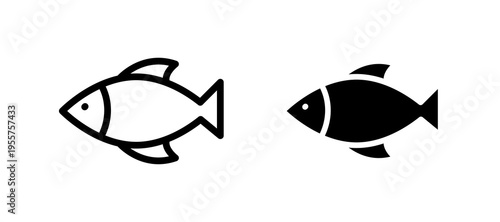 Fish icon in black color for website or app.