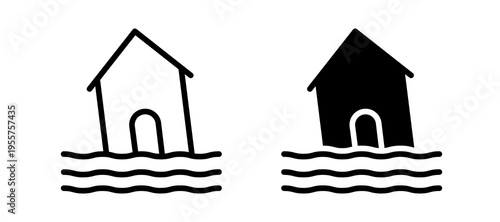Flood icon in black color for website or app.
