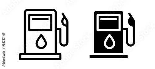 Gas station icon in black color for website or app.
