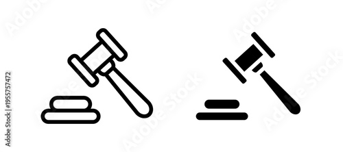 Gavel icon in black color for website or app.