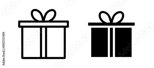Gift icon in black color for website or app.