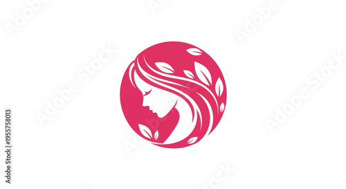 Woman profile silhouette in circle logo