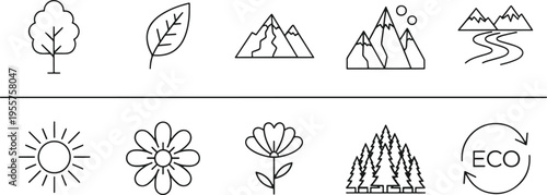 Eco friendly icons for nature and environment