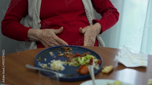 old woman have food poisoning