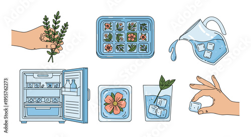 Making floral ice cubes for refreshing drinks and culinary creations