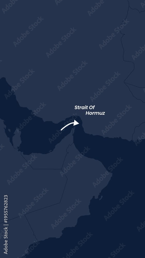 4K Vertical Middle East Map Animation Highlighting Strait Of Hormuz ...