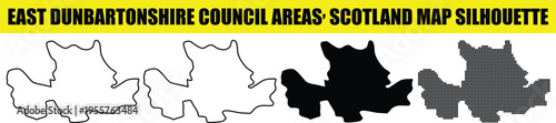 East dunbartonshire council areas scotland map silhouette illustrations, white outline, black fill, dotted