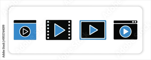 
Video Production and Business Presentation and Clapperboard, Film Strip Elements,Mute Sound, Document Notes, Icons Set