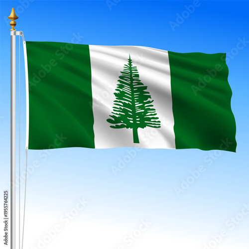 Norfolk Island territory, Australia, waving flag, Oceania, vector illustration