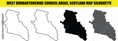 West dunbartonshire council areas, scotland map silhouette. high quality map for your design and project