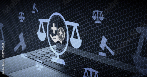 Inteligencia artificial aplicada al derecho sanitario y salud justicia digital medica y regulacion de medicina moderna con balanza