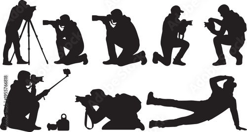 Professional Photographer Silhouette Set – Camera Operators in Action