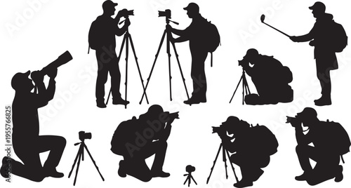 Professional Photographer Silhouette Set – Camera Operators in Action
