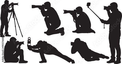 Professional Photographer Silhouette Set – Camera Operators in Action