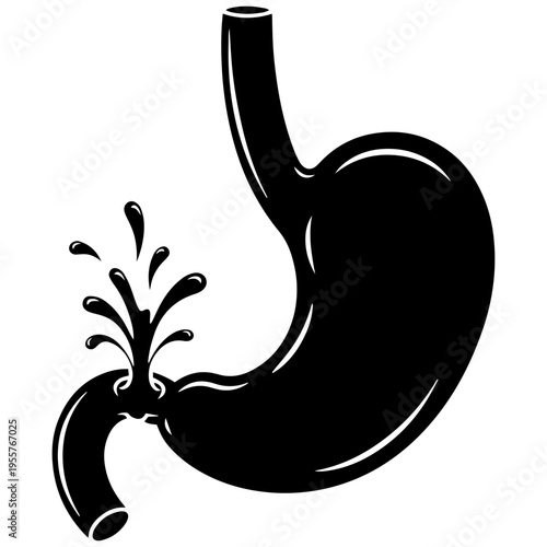 Stomach with reflux and acid splash for health and medical concepts