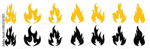 Flame design elements in yellow and black