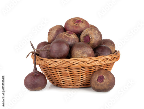 Beetroots in basket isolated on a white background