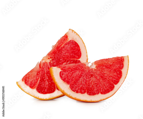 Fresh grapefruit slices, isolated on a white background