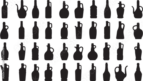Large Bottle Silhouette Set – Diverse Plastic and Glass Container Icon Collection