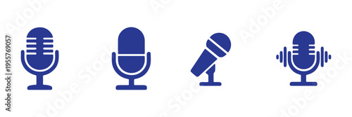 Microphone icon set. black vector icon. microphone logo icon vector. Mic, voice recorder concept. vector illustration eps 10.	