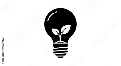 Vektor Illustration of Lightbulb with a Plant Growing Inside
