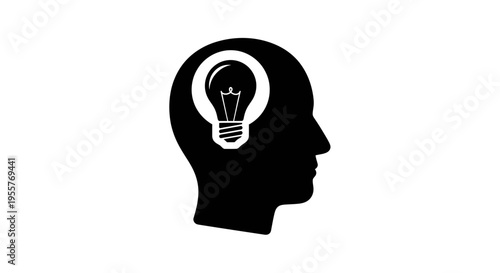 Head with Lightbulb Silhouette Represents Innovation