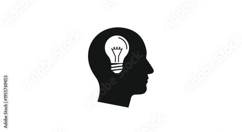 Head Idea with Lightbulb Brain Thinking Creativity 60 Char