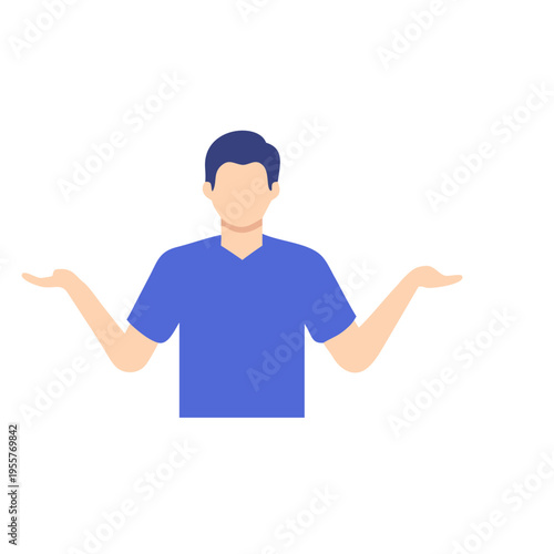 Man Shrugging Shoulders, Uncertainty Gesture, Confused Person Vector Illustration