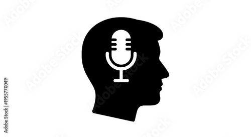 Microphone in Head Silhouette Podcast Thought 60 Characters