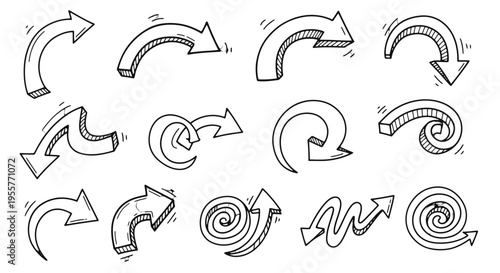 Collection of hand-drawn arrow icons and symbols.