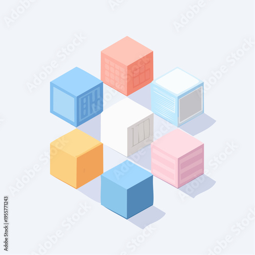 Isometric Cube Pattern Soft Colors