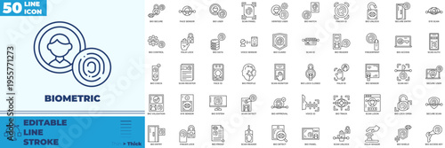 Biometric Line Editable Icons set
