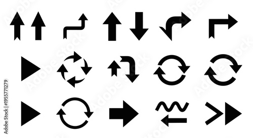 Collection of various black directional arrows.