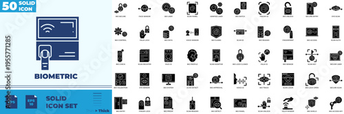 Biometric Solid Editable Icons set