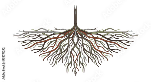 Illustration of tree roots spreading underground.