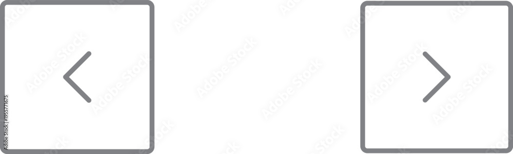 Obraz premium Left and Right Navigation Arrows with Square Box Icon Set Vector