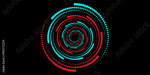 A mesmerizing spiral vortex design composed of colorful gradient dots transitioning creating a hypnotic visual effect