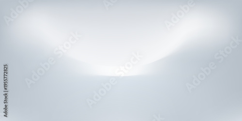 White grey studio room. Limbo light background. Abstract 3d gradient backdrop for product presentation. Minimal wall scene spotlight. Showcase, promotion display.