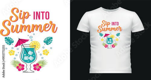 Sip into summer cocktail leaves flowers design