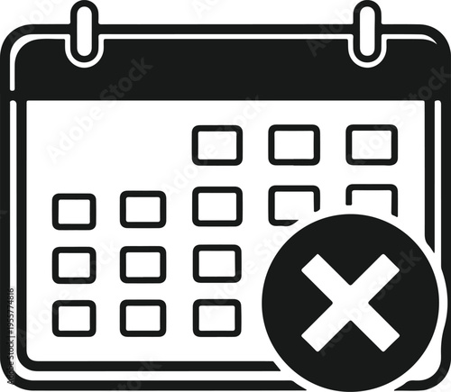 A black and white calendar icon with a circled x indicating cancellation or removal