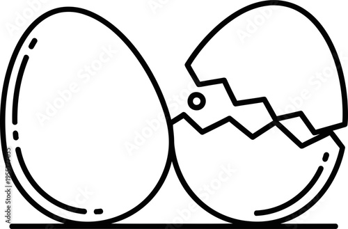 Broken eggshell with one whole egg beside it